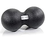 High Pulse® Massageball inkl. Übungsposter, Polypropylene – Doppelbal für eine gezielte, tiefenwirksame Massage und Regeneration der Muskeln im Nacken und Rücken (8 cm oder 12 cm) Schwarz