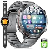 Smartwatch Herren mit Telefonfunktion,1,73 Zoll AMOLED Display Fitness Tracker mit 100+ Sportmodi,Herzfrequenz SpO2 Schlafmonitor Sportuhr Schrittzähler 5ATM Wasserdicht Armbanduhr für Android iO