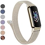 Metallband für Fitbit Luxe Armbänder Damen Herren, Edelstahl-Mesh-Schlaufe Verstellbares Magnetarmband Ersatzarmband Kompatibel mit Fitbit Luxe Fitness und Wellness Tracker (Champagner-Gold)