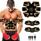 WARDBES EMS Bauchtrainer Trainingsgerät, EMS Trainingsgerät, EMS Bauchmuskeltrainer, USB Wiederaufladbar Bauchmuskeln Stimulationsgerät 8 Modi & 19 Intensitäten für Bauch, Arm, Bein, Männer & Frauen