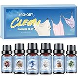 AESHORY Saubere Ätherische Öle Set für Diffuser 6 x 10ML, Aromatherapie Duftöl Geschenkset - Frisch Unaufhaltsam/Frisches Leinen/Baumwolle Frisch/Eukalyptus & Krauseminze/Fee Wäsche/Rosenwunderland