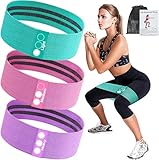 Resistance Bands, 3pcs Fitnessbänder Hip Widerstandsbänder Set mit starker Dehnbarkeit, 3 Zugkraftstärken rutschfeste Trainingsband, für Hüfte Beine Pilates Yoga Krafttraining(grün+rosa+lila)