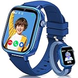 SWGOTA 4G Smartwatch Kinder, Telefon Uhr für Kinder mit GPS, Anrufe, Videoanrufen, Nachrichten, Schulmodus, SOS-Funktion, IP68 Wasserdicht, Wecker, Kamera und Schrittzähler (Blau)