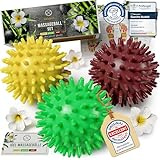 HELDSON® Premium Massageball Set [3 Härtegrade]- Igelball Fußmassage hart, weich - Noppenball - Igelbälle klein - Faszienball Rücken - Massage Ball Faszien - Massageball Fuß - Stachelball Noppen