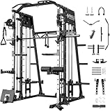 ZERELEK Smith Machine, Multipresse Power Rack mit Cabel Crossover Maschine, Power Cage mit 1000kg maximaler Belastung, Schwarz