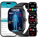 ECG+HRV Smartwatch Herren Damen 2.01”Gesundheitsuhr ΒΙυtｚυcker 𝐄𝐊𝐆 SPO2 ΑpΝOE-ErKEΝΝuΝG,Telefonfunktion,Wetter,Herzfrequenz Emotionaler Stress Blutdruck Schlafmonitor Fitnessuhr Android/iOS Schwarz