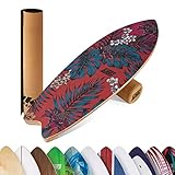 BoarderKING Indoorboard Wave - Balance Board für Indoor-Surfen und Skaten, Gleichgewichtsboard für NeuroMuscular Response Training, inkl. Schutzmatte, Hawaii