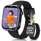 Smartwatch Kinder mit GPS und Telefon, IP68 Kinder Smartwatch mit Videoanruf, Zwei-Perspektiven, SOS, Schulmodus, Voice Chat, Taschenlampe, Schrittzähler Wecker Kinderuhr für Mädchen Jungen, Schwarz