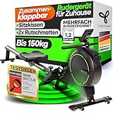 NEU Tretmann Rudergerät für Zuhause Set - extra leise- [Wirbelstrombremse2.0] bis 150KG DEKRA geprüft | patentiert ErgoKonzept | Rudergerät Magnet Rudermaschine Rudergeräte Ruder Fitnessgeräte
