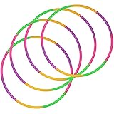 com-four® 4X Hula-Hoop Reifen zum Zusammenstecken - teilbarer Hullahub-Reifen - Fitness-Reifen - HoolaHoop für Kinder und Erwachsene - Grün, Lila, Pink, Orange (Ø 58cm - 4 Stück)