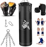 Prorobust Schwerer Boxsack für Erwachsene Jugendliche Kinder Ungefüllter Boxsack Set mit Boxhandschuhen, Wraps, Kette, Deckenhaken für MMA, Kickboxen, Muay Thai, Karate, Taekwondo