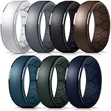 FORTHEE Silikon-Ehering für Herren, atmungsaktiver Luftstrom, innere Kurve, Herren-Gummi-Ehering, Verlobungsbänder für Crossfit-Workout, 8(18.2mm), Silikon, Kein Edelstein