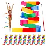 10 Stück Tanzband, Tanzband mit Stab Kinder, 2M Gymnastikband mit Stab, Rhythmische Sportgymnastik Band, Kinder Tanzen Streamer, Mehrfarbig Gymnastikband Tanzband, Kinder-Kunstturnen-Tanz-Workout