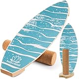 Balance-Board Surfbrett Surf Balance Wackelbrett für Physiotherapie Surf-Training; Trainiert Gleichgewicht & Koordination mit gratis E-BOOK (Light Waves)