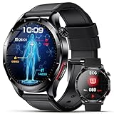 Lgnitek Smartwatch Herren Damen mit EKG+HRV/ΒΙυtdruckmessung/Harnsäure/BMI, 1,43 Zoll AMOLED Gesundheitsuhr mit SOS-Notruf, 24/7 Herzfrequenz/Apnoe/Schlafmonitor/SpO2, Android/iOS
