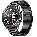 Netolo 22mm Armband Kompatibel mit Samsung Galaxy Watch 3 Armband 45mm/Galaxy Watch 46mm/Huawei Watch GT2 46mm, Metall Edelstahl Ersatz Herren Damen Armband für Samsung Gear S3 Frontier, Schwarz