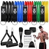 Fokky Fitnessbänder Resistance Bands Set, 5 Widerstandsbänder Expander Tube Bands, Gymnastikband mit Türanker, Griffe, Knöchelriemen, Fitnessband Ideal für Pilates, Muskelaufbau, für Männer Frauen
