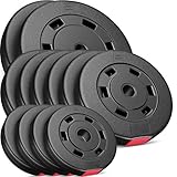 Hop-Sport 60kg Hantelscheiben Set - Kunststoff Gewichte 30/31 mm Bohrung - 2x10; 6x5; 4x2,5 kg