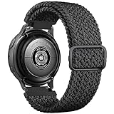 Amzpas für Samsung Galaxy Watch Active 2 40mm 44mm Armband Damen Herren,Nylon 20mm Verstellbares Geflochtenes Ersatzarmbänder für Samsung Galaxy Watch Active 40mm 44mm Armband (Schwarz)