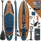 ALLPICK Premium SUP Board Set, Stand Up Paddling Board Aufblasbar, Mit Universal Kamerahalterung, Komplettes Zubehör, Verstellbares Paddel, Anfänger und Fortgeschrittene, 180kg Marineblau