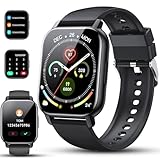 Smartwatch Herren Damen, 1.85'HD Touch Fitnessuhr mit Telefonfunktion, Smart Watch Fitness Tracker mit Pulsmesser Schlafmonitor Schrittzähler, IP68 Wasserdicht, 110+Sportmodi Sportuhr für iOS Android