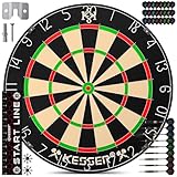 KESSER® Dartscheibe Kork mit 9 Dartpfeile Professional Dartboard + 21 Pro Flights + Zubehör Steeldart Offizielles Dartscheibe 9 Pfeilen Metallspitze Profi Steeldartscheibe Dartboard inkl. Montageset