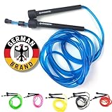 Premium Springseil SPORTIVONETIC ® für Erwachsene & Kinder, Damen & Herren-für Fitness, Crossfit, Sport, Boxen und Freizeit - Verstellbare Größe - mit Einstellklammer - Speed Rope, Jump Rope (Blau)