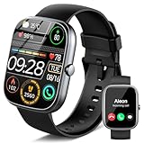 Smartwatch Herren Damen mit Bluetooth Anrufe, 1.91' HD Touchscreen Smart Watch, Herzfrequenz Schlafmonitor SpO2 Schrittzähler Uhr, 110+ Sportmodi Sportuhr Fitness Tracker, IP68 Wasserdicht Schwarz