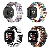 KASESSS 4 Stück Kompatibel mit Fitbit Versa 3 Armband/Fitbit Versa 4 Armband/Fitbit Sense Armband, Kompatibel mit Fitbit Versa 4 Armband Damen, Einstellbare Weiche Woven Übung Armbänder, Damen Männe