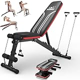 FLYBIRD Multifunktionale Hantelbank, 8-Fach Verstellbare Rückenlehne/3-Fach Verstellbare Fußstütze, 318kg Belastbarkeit, Klappbare Trainingsbank mit 90° für das Heim-Fitnessstudio