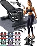 Nordic Lifting Mini-Stepper & Treppensteiger – mit Widerstandsbändern & rutschfesten Fußpads – Robuste Konstruktion mit 150 kg Tragkraft – LCD-Monitor