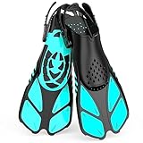 Lealinga Schnorchelflossen, Flossen Verstellbar Erwachsene Reisegröße Schwimmflossen Unisex Taucherflossen für Erwachsene Männer Frauen Kinder Offene Ferse Trainingsflossen mit Netztasche