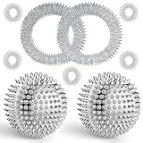 2 Stücke Magnetic Acupressure Balls &5 Akupressur Ring &2 Akupressur Armbänd, 32mm Igelball Klein Metall und Massageringe für finger für Stress Relief Oder Massage