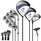 GYMAX Komplettes Golfschlägerset für Herren, 12-teiliges Golfschlägerset mit Schlägerhauben, inkl. 1# Driver, 3# Fairway, 4# Hybrid, 6# & 7# & 8# & 9# & P# Eisen, Putter