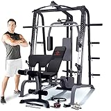 Marcy SM4000 Luxus Smith-Maschine Kraftstation mit Hantelbank für Heim-Fitness-Studio, Schwarz, One Size