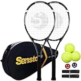 Senston Tennisschläger für Erwachsene 68,6 cm Tennisschläger – 2 Spieler Tennisschläger Set mit 3 Bällen, 2 Griffen, 2 Vibrationsdämpfern