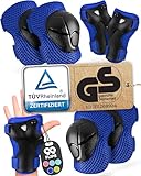 99FLIPS Knieschoner Kinder 3 Jahre Schoner Inliner Kinder - TÜV Rheinland GS Siegel [6er Set] - FLASH - Größe XS Blau - Protektoren - Knieschützer Protektoren Knie- und Ellenbogenschützer