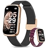 Sanorum Smartwatch Damen, 1.47' Fitnessuhr Pulsuhr SpO2 Schlafmonitor, 24 Sportmodi Aktivitätstracker, Nachricht Whatsapp, Menstruationszyklus Schrittzähler Sportuhr Wasserdicht IP68 Schwarz Gold