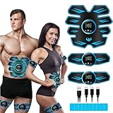 LEMENG EMS Trainingsgerät LCD Bildschirm muskelstimulator, EMS Bauchmuskeltrainer,USB Wiederaufladbarer Tragbarer Muskel Trainer 6 Modi 19 Intensitäten Geeignet Damen & Herren
