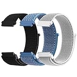 Amzpas 3PACK Armband für Samsung Galaxy Watch Active 2 40mm 44mm Armband Damen Herren,20mm Nylon Ersatzarmband für Samsung Galaxy Watch Active 40mm 44mm(Grau/Schwarz/Blau)