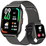 Popglory Smartwatch Herren Damen, 2.01'' Fitnessuhr mit Blutdruckmessung Telefonfunktion, Fitnesstracker Herzfrequenz Schlafmonitor SpO2, Sportuhr Schrittzähler für Android iOS