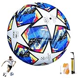 CLIUNT Championsleague Ball, Größe 5 Fußball für Kinder und Erwachsene, Professioneller Fussbälle mit Pumpe, Fußballfans Artikel Fußballliebhaber, Geburtstagsgeschenk Regelmäßiges Spiel und Training