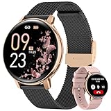 NAIXUES Smartwatch Damen mit Telefonfunktion, 1,39' Touchscreen Fitnessuhr 120+ Sportmodi Menstruationszyklus Pulsuhr SpO2 Schlafmonitor, Kalorien Fitness Tracker für iOS Android Roségold Schwarz