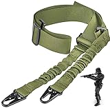 ZONSUSE Gewehrriemen 2 Punkt Sling,Airsoft Schlinge,Trageriemen Gewehr 2 Punkt,Einstellbar Waffengurt Gewehr, mit Metallhaken,für Airsoft Schrotflinte Shotgun Jagd Camping Outdoor (1-Grün)