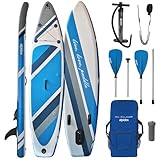 ALPIDEX Stand Up Paddle Set SUP 320 x 76 x 15 cm max. belastbar bis 200 kg Aufblasbar Stabil Leicht Komplett Set Tragetasche Paddel Finnen Luftpumpe Leash Repair Kit, Farbe:Water