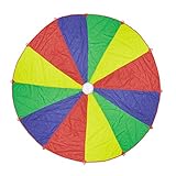 Relaxdays Schwungtuch Kinder, Ø 6 m, 12 Griffe, Schwingtuch, Regenbogen Tuch für draußen, XXL, Fallschirm Spiel, bunt
