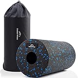 EVEREST FITNESS Faszienrolle Wirbelsäule 30 cm mittel-hart in schwarz/blau inkl. Booklet - Professionelle Faszien Rolle für Rücken - Foam Roller - Massagerolle - Fitness Rolle - Yoga Massageroller