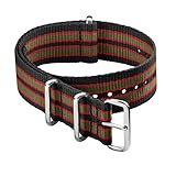 Archer Watch Straps - Klassische NATO-Nylon-Armbänder - Uhrenarmband (Schwarz/Rot/Grün, 18mm)