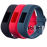Chofit Ersatz für Vivofit JR 2/Vivofit JR/Vivofit 3 Armbänder, große Silikonbänder Armband kompatibel mit Garmin Vivofit JR 2/Vivofit JR/Vivofit 3 Activity Tracker (Schwarz+Schiefer+Rot)