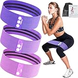 Resistance Bands, 3pcs Fitnessbänder Hip Widerstandsbänder Set mit starker Dehnbarkeit, 3 Zugkraftstärken rutschfeste Trainingsband, für Hüfte Beine Pilates Yoga Krafttraining(violett)